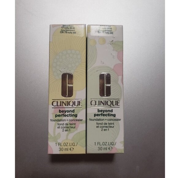 Clinique Beyond Perfecting Foundation + Concealer 17 NUTTY now CN 78 Nutty 2 Lot - Picture 3 of 3